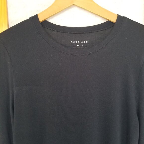 Paper Label Lisa Top Black Wool Blend Base Layer Long Sleeve Tee Size XL - Picture 5 of 8
